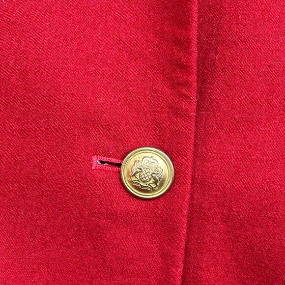 Vintage Lauren Ralph Lauren METAL CREST Logo Wool Blazer Womens 12 red jacket - Picture 11 of 13